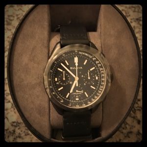 Men’s Authentic Bulova Black Leather Watch